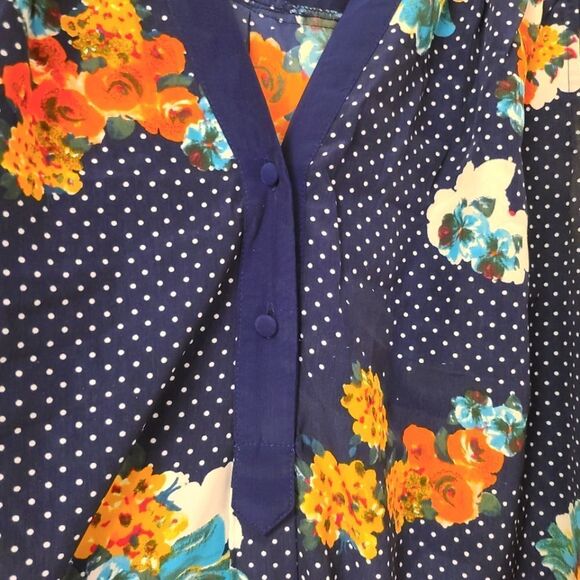 Modcloth Girl About Easton Floral Print Navy Tank Top Blouse XL - Picture 2 of 5